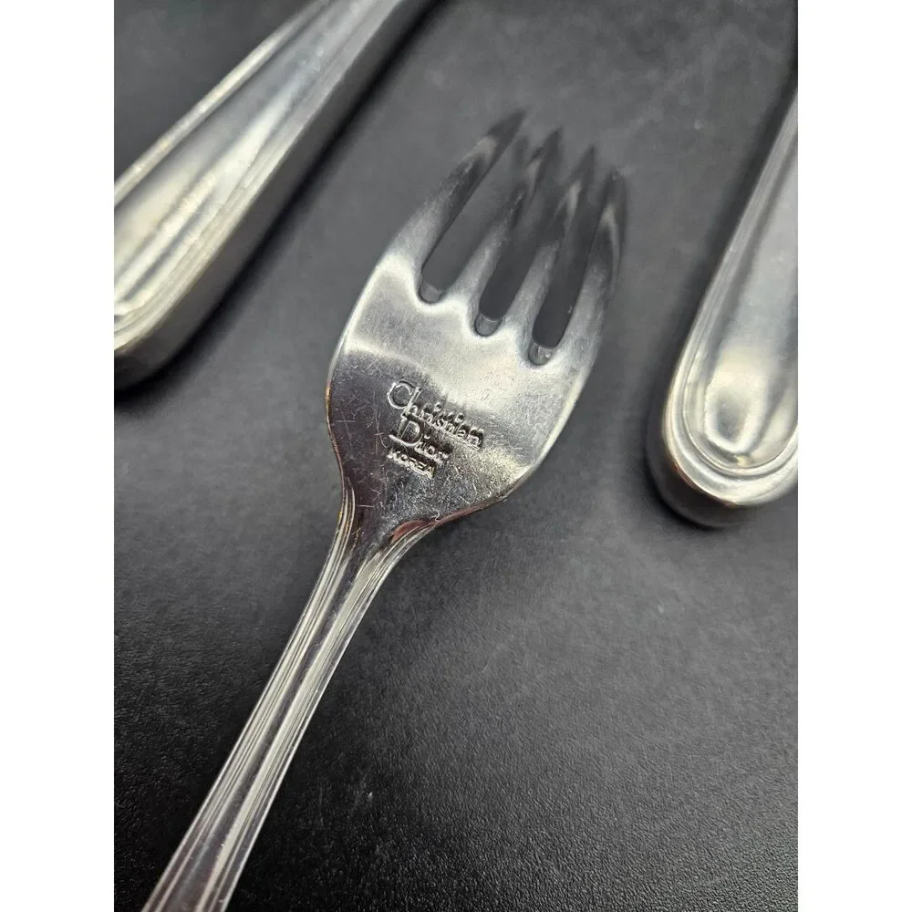 Christian Dior Stainless Flatware Pieces Fork and 2 Knives Ligne Pattern